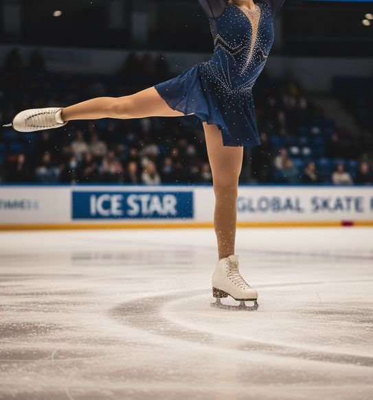 女子フィギュアスケーター滑走している画像