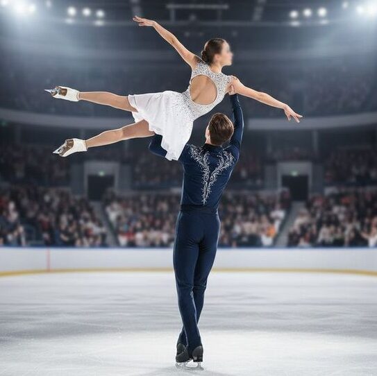 フィギュア「スケートでリフトをしている画像